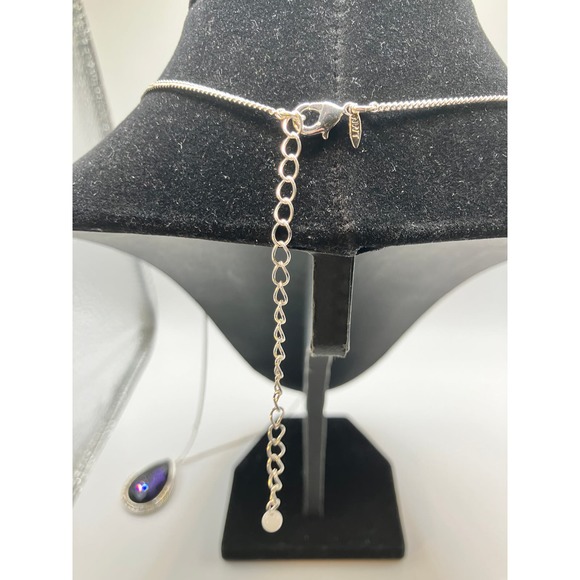 NWT Purple Crystal Teardrop with Rhinestones Silver-Tone Chain Necklace! - Picture 6 of 8